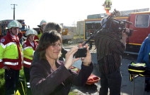 SWR-Reporterin Edda Markeli bei den Dreharbeiten.